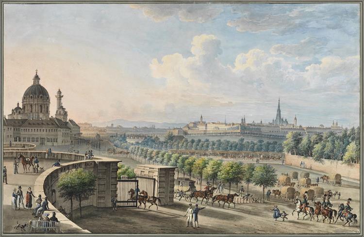 Wien von der Rampe des Gartenpalais Schwarzenberg aus gesehen - Jakob Alt
