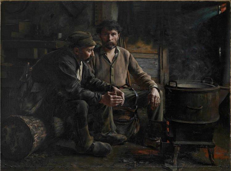 Workmen by the Stove - Jean-Eugene Buland
