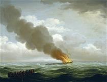 The 'Luxborough' Galley Burnt Nearly to the Water, 25 June 1727 - John Cleveley the Elder
