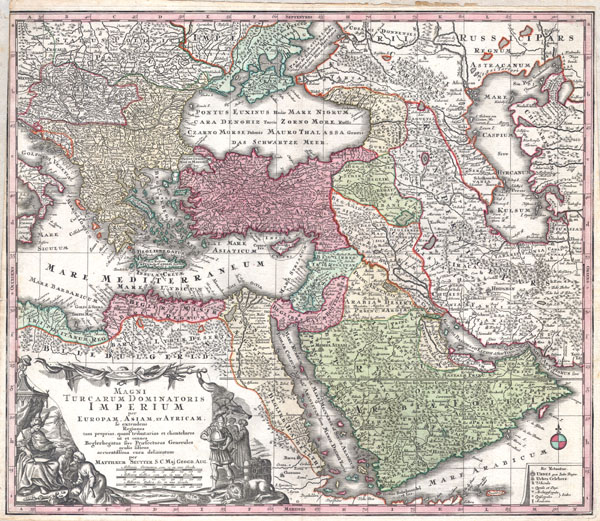 Map of Turkey (Ottoman Empire), Persia and Arabia - Matthaeus Seutter