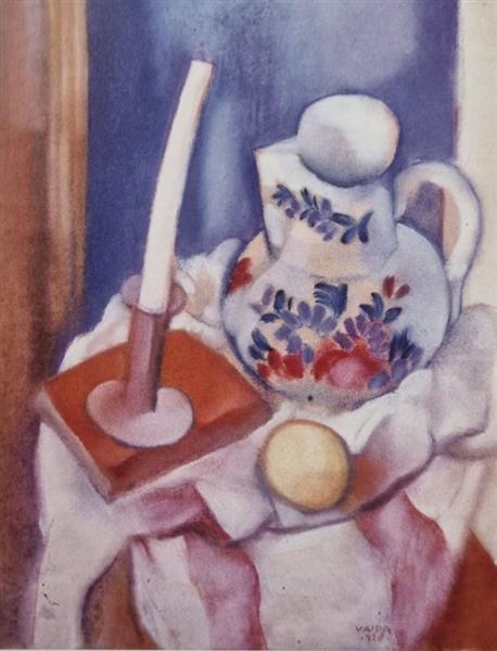Vajda Lajos Still Life with Candles,1928  Pastell on Paper 64.5x45cm, 1928 - Лайош Вайда
