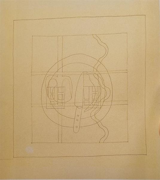 Vajda Lajos Szentendrei Ablak Késsel, 1936, Pencil on Paper, 31.4x36cm, 1936 - Лайош Вайда