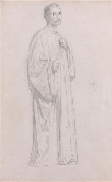 Standing man, presumed study for one of the monks of 'Saint Louis bringing the crown - William Adolphe Bouguereau