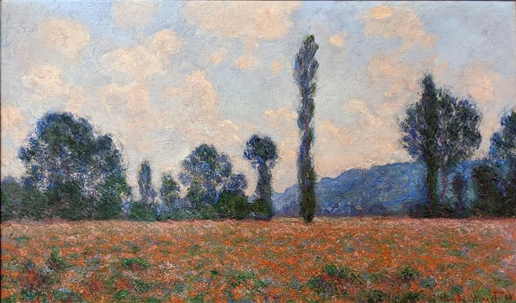 Poppy Field in Giverny 03, 1890 - Claude Monet