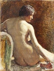Seated female nude - Angelo Morbelli