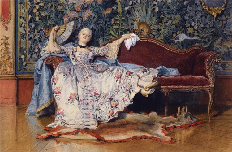 A reclining lady with a fan, 1876 - Eleuterio Pagliano
