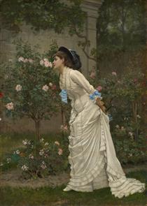 Woman and roses - Auguste Toulmouche