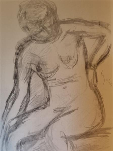 Nude Sitting, 1930 - Bela Czobel