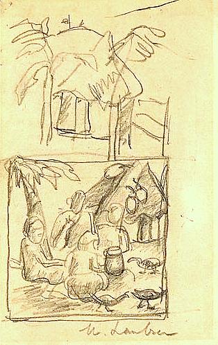 RIVER STUDY AND STUDY OF A HUT ON A HILL (RECTO); THREE LANDSCAPE STUDIES - DinksFãStan Private Collection - Maggie Laubser