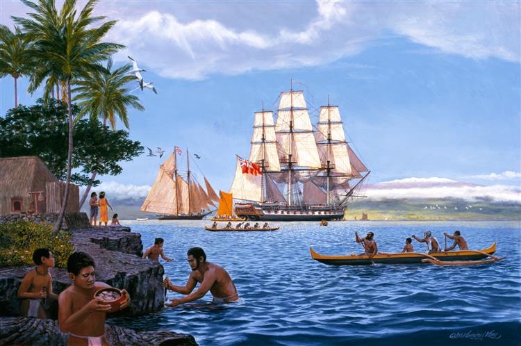 Byron's Bay Hilo, 1825, 2002 - Herb Kawainui Kāne