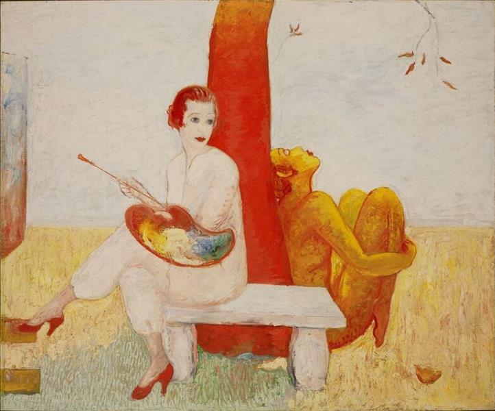 Self-Portrait with Palette (Painter and Faun), c.1915 - Florine Stettheimer