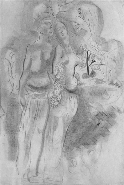 Two Wooden Figures in Sabrina's Garden, c.1932 - Frances Hodgkins
