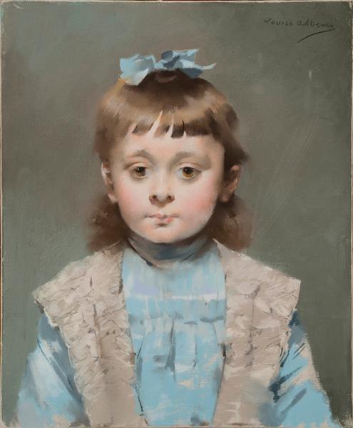 Portrait of a Young Girl with a Blue Ribbon - Louise Abbéma