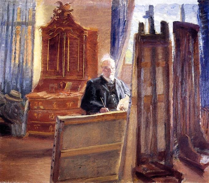 Michael Ancher Painting in His Studio, c.1920 - c.1929 - Anna Ancher