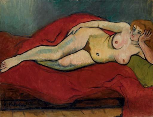 Reclining Nude with Red Drapery, 1914 - Сюзанна Валадон