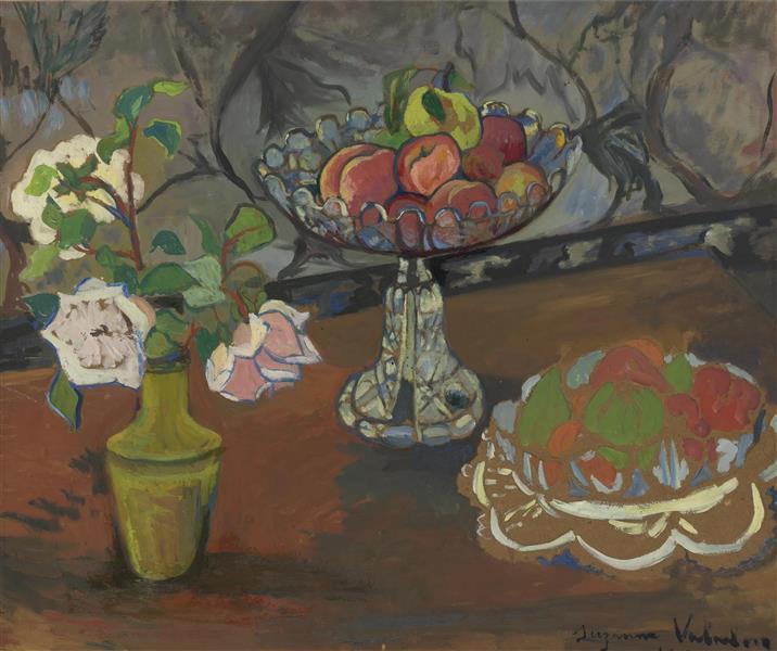 Still Life with a Bouquet of Roses, Fruit Compotes, 1917 - Suzanne Valadon