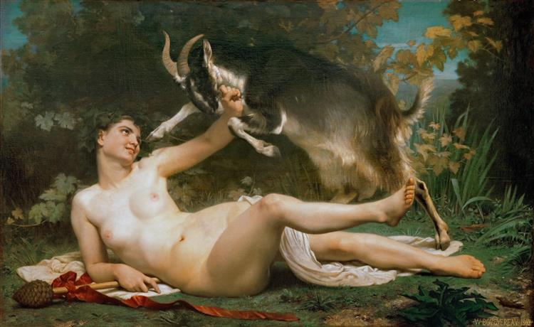 Bacchante playing with a goat, 1862 - Вильям Адольф Бугро