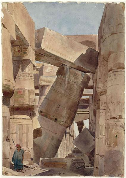 Interior of the temple of Amun, Karnak, 1835 - Марк Габриэль Шарль Глейр