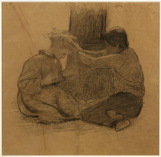 Figure study for Spring Idyll, 1896 - Джузеппе Пеллиза да Вольпедо
