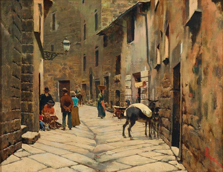 Small street in Piancastagnaio. Mount Amiata, c.1883 - 1886 - Телемако Синьорини