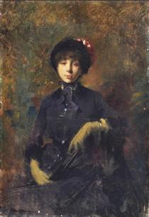 Portrait of the wife of the painter Rossano - Джузеппе Де Ніттіс
