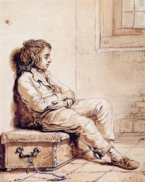 Sitting boy - Abraham van Strij