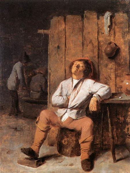 A Boor Asleep, c.1630 - c.1638 - Адриан Браувер