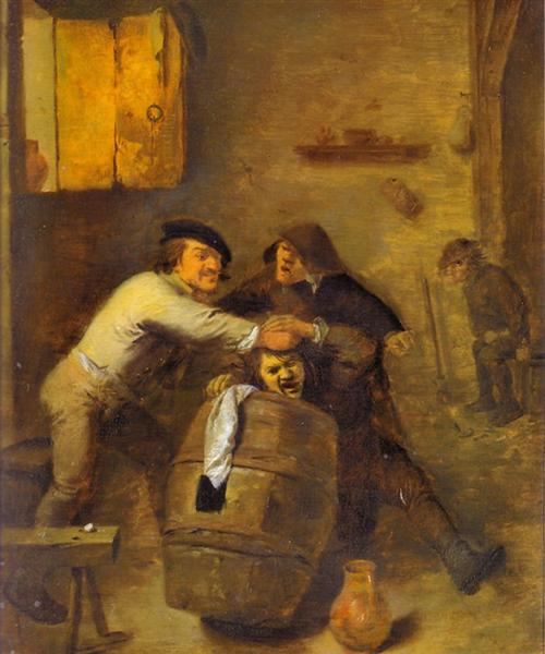 Peasants Quarrelling in an Interior, 1630 - Адриан Браувер
