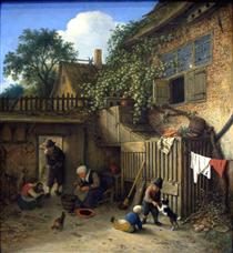 The Cottage Dooryard - Адриан ван Остаде