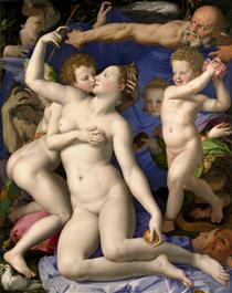 An Allegory with Venus and Cupid - Аньоло Бронзіно