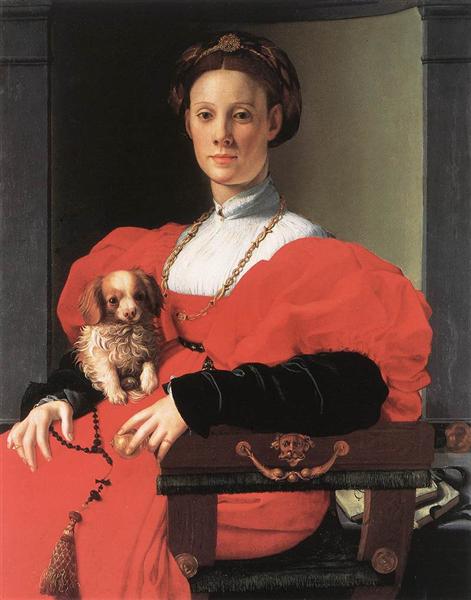 Portrait of a Lady with a Puppy, c.1534 - Аньоло Бронзіно