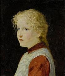 Portrait of a blond girl - Альберт Анкер