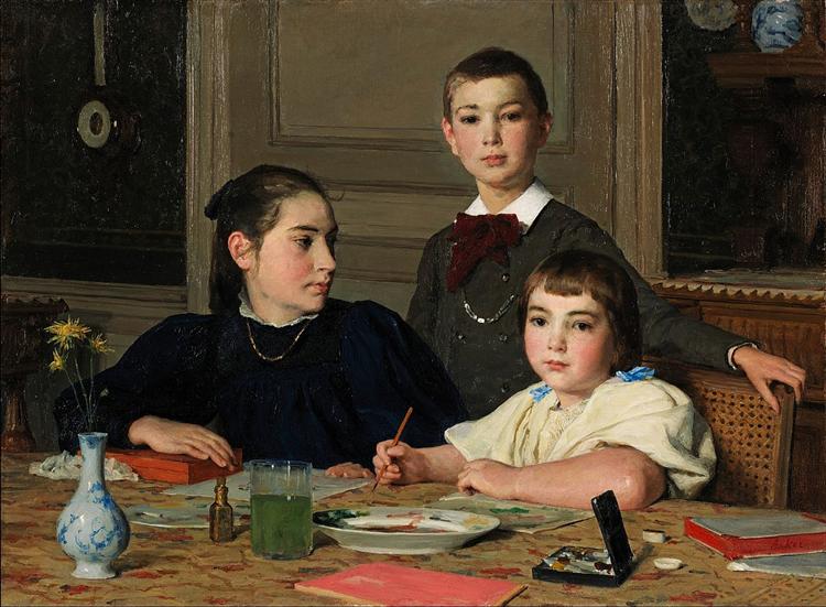 The Zaeslin siblings, 1896 - Albrecht Anker
