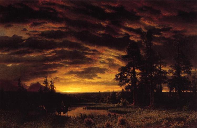 Atardecer en la pradera, c.1870 - Albert Bierstadt