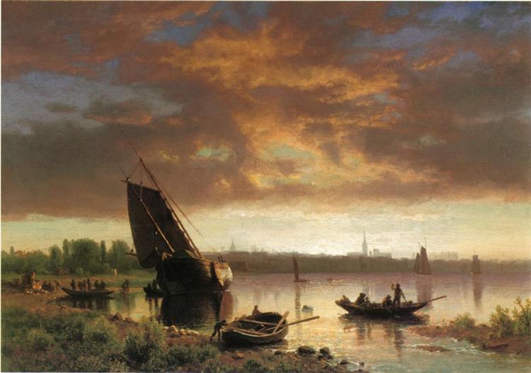Harbor Scene, c.1860 - Albert Bierstadt