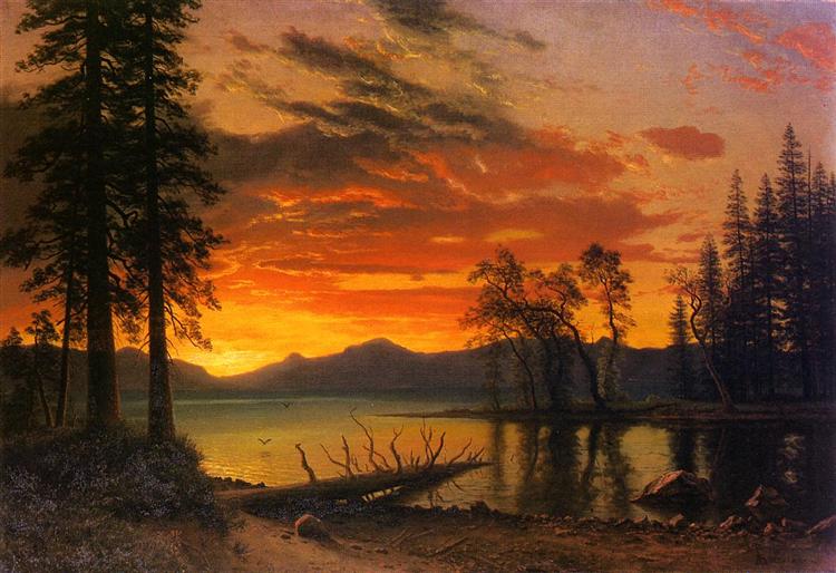 Sunset over the River - Альберт Бірштадт