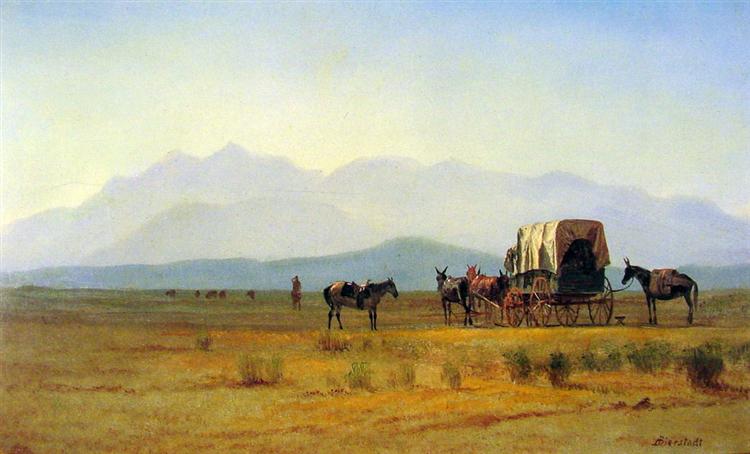 Surveyors Wagon in the Rockies, c.1859 - 阿爾伯特·比爾施塔特