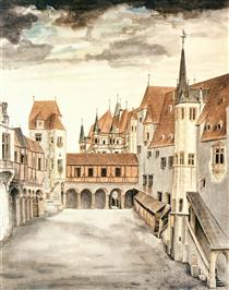 Courtyard of the Former Castle in Innsbruck with Clouds - Alberto Durero
