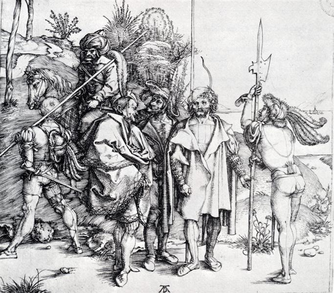 Five Lansquenets And An Oriental On Horseback, 1495 - Альбрехт Дюрер