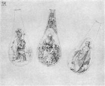 Ornaments for three spoons stalks - Albrecht Dürer