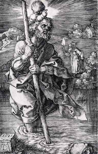 St. Christopher facing right, 1521 - Альбрехт Дюрер