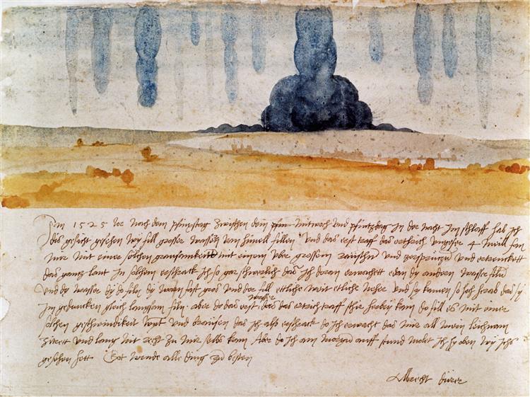 Видение. Дюрер записал один из своих кошмаров, 1525 - Альбрехт Дюрер