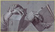 Две пары рук держат книги - Альбрехт Дюрер
