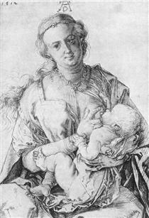 Дева Мария кормящая младенца Христа - Альбрехт Дюрер