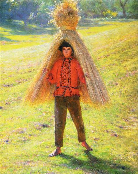 Boy Carrying a Sheaf, 1895 - Олександр Геримський