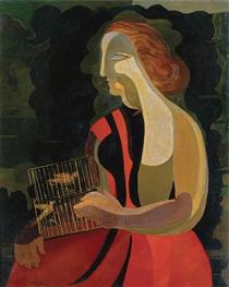 Woman with birds - Aleksandra Ekster