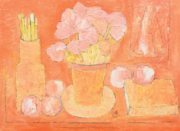 Still Life with Flowers and Brushes - Александру Чукуренку