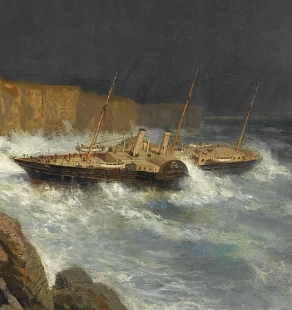Последние моменты императорской яхты «Ливадия» (фрагмент), 1878 - Алексей Боголюбов