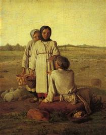 Peasant Children in the Field - Alexei Gawrilowitsch Wenezianow