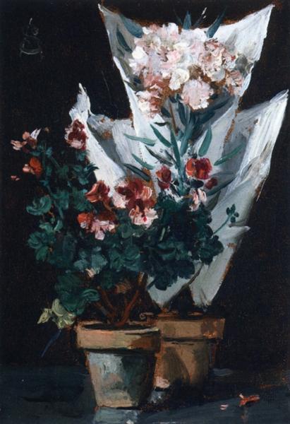 Still Life with Potted Geraniums - Alfred Stevens